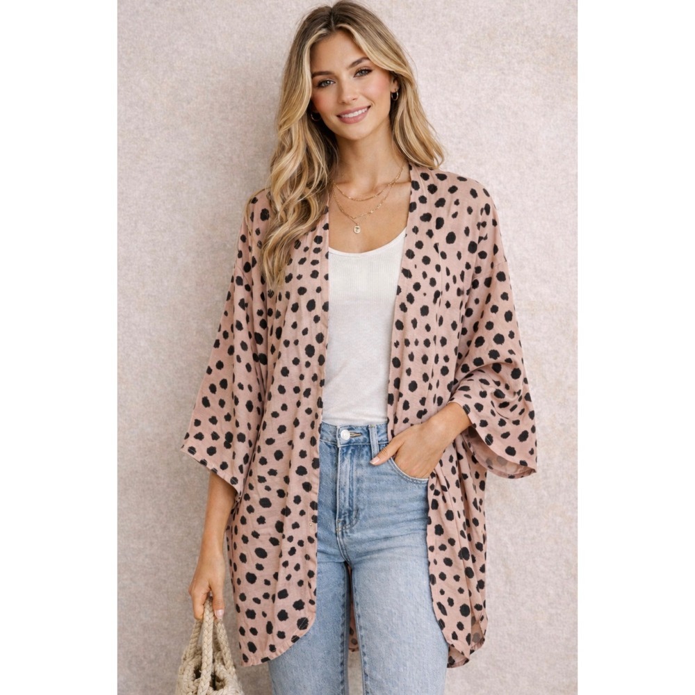 She + Sky Animal Print Kimono NWT Open Front Boho Layering Top, Whimsy, Fairy‎